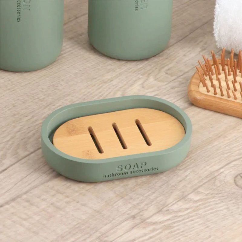 Seifenablage SEIFENSCHALE mit Bambuseinlage und Bambusharz MINT oder SCHWARZ