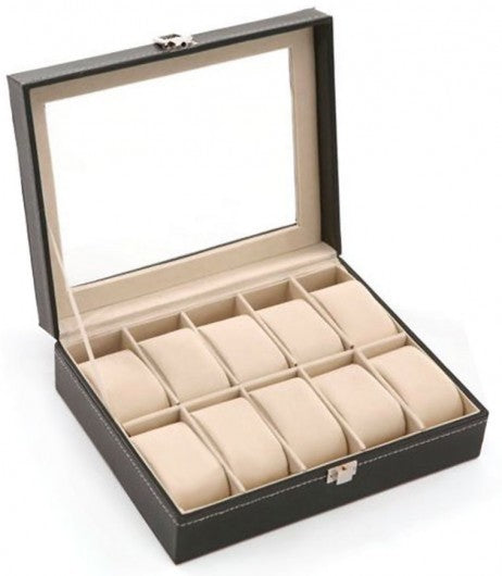 Edle UHRENBOX Schaukasten Uhrenvitrine für 10 Uhren