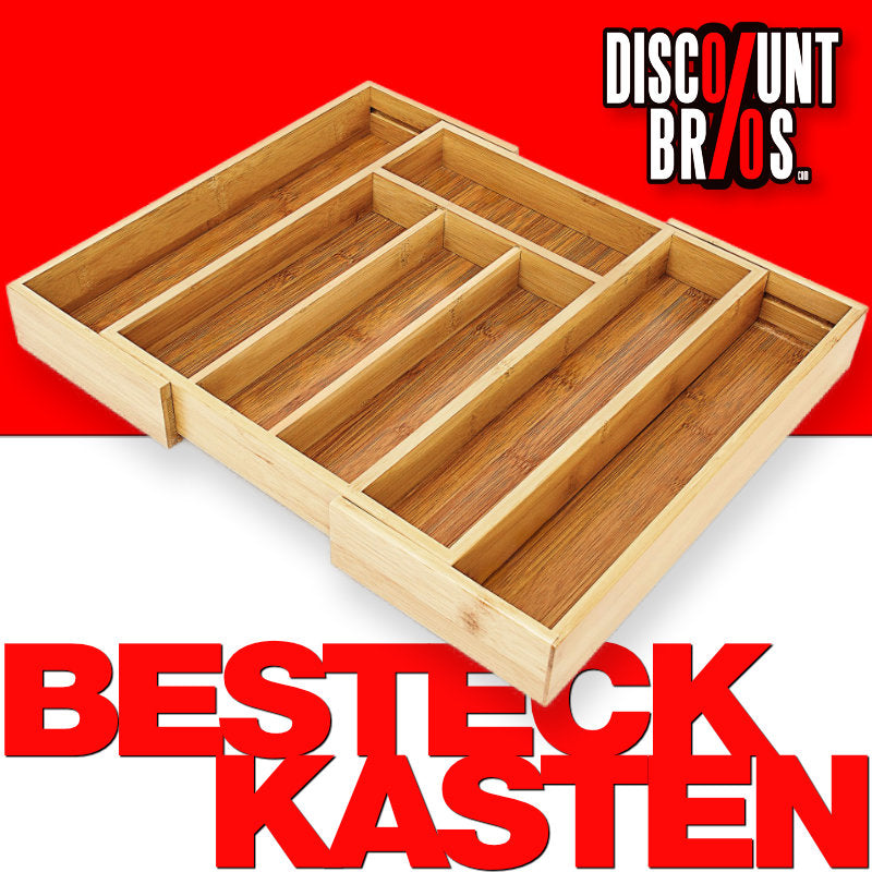 Ausziehbarer BESTECKKASTEN Schubladeneinsatz aus Bambus Holz 34×29-43cm