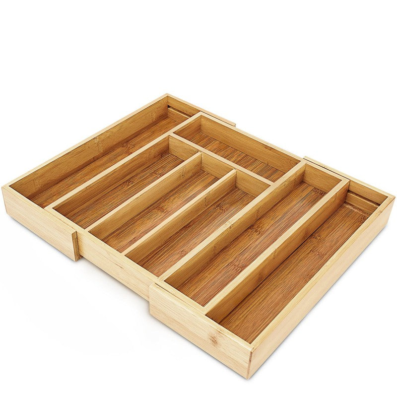Ausziehbarer BESTECKKASTEN Schubladeneinsatz aus Bambus Holz 34×29-43cm