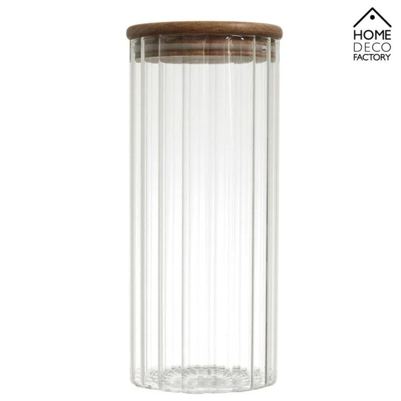 1,1 Liter VORRATSGLAS mit HOLZDECKEL Vorratsbehälter Aufbewahrungsglas transparentes Glas