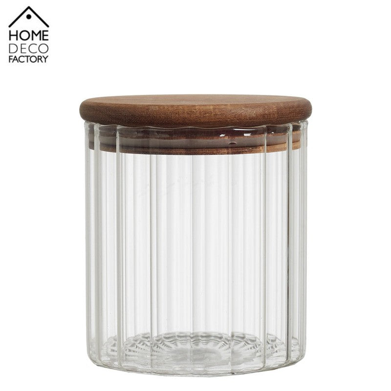 50cl VORRATSGLAS mit HOLZDECKEL Vorratsbehälter Aufbewahrungsglas transparentes Glas