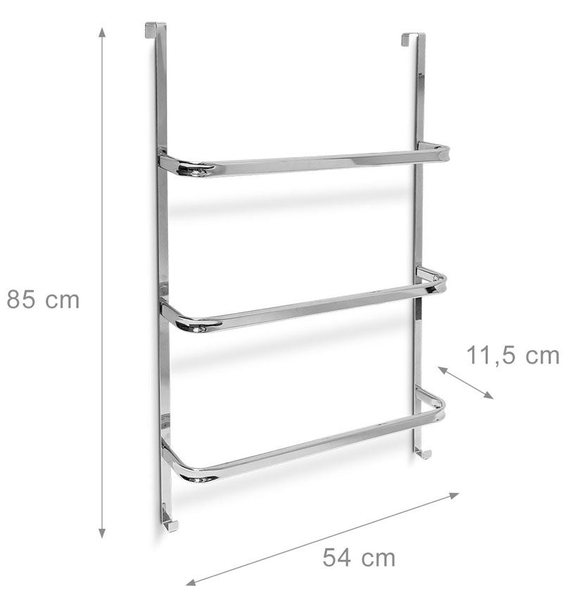 Edler TÜR-HANDTUCHHALTER Chrom mit 3 Stangen XL