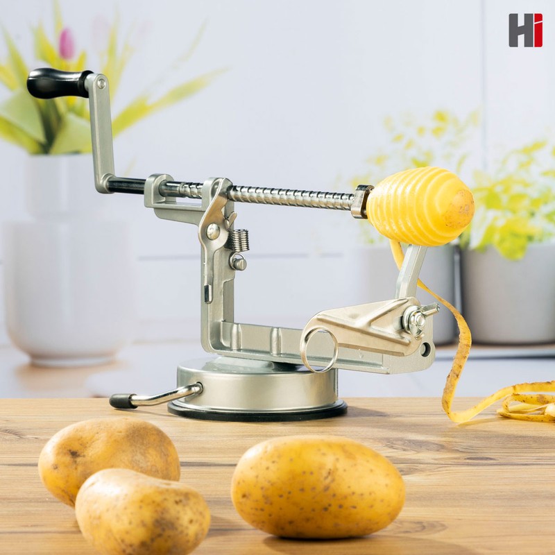 Apfel Schälmaschine APFELSCHÄLER Apfelentkerner Spiralschneider + Schäler Alu + Edelstahl von Hi