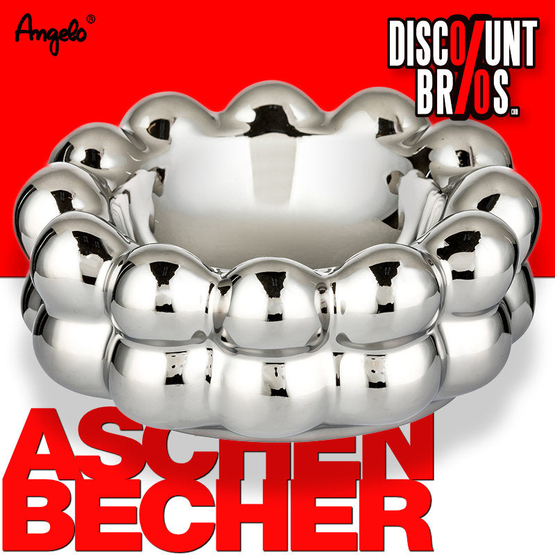 ANGELO XL Keramik ASCHENBECHER Chrom Look mit Bubble Design Ø15×6,5cm