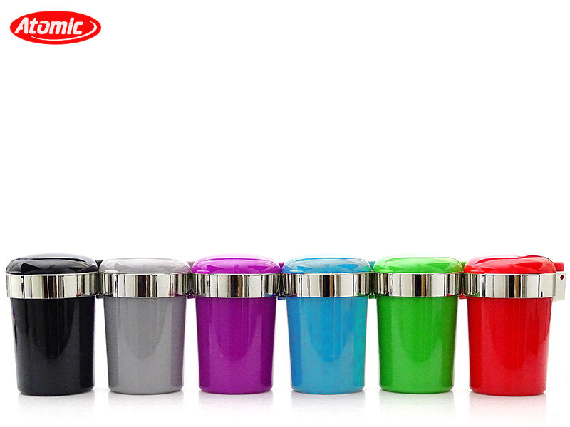 Atomic AUTO-ASCHENBECHER Aschenbecher für Getränkehalter mit Deckel und LED Licht FARBIG