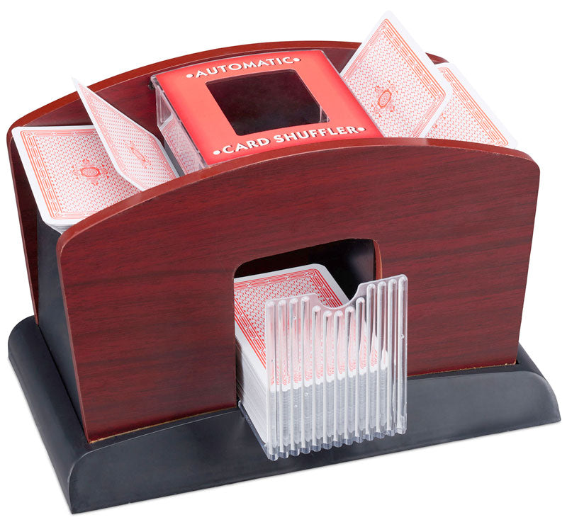 Automatischer 4 Deck KARTENMISCHER Kartenmischmaschine Elektrisch Holzoptik