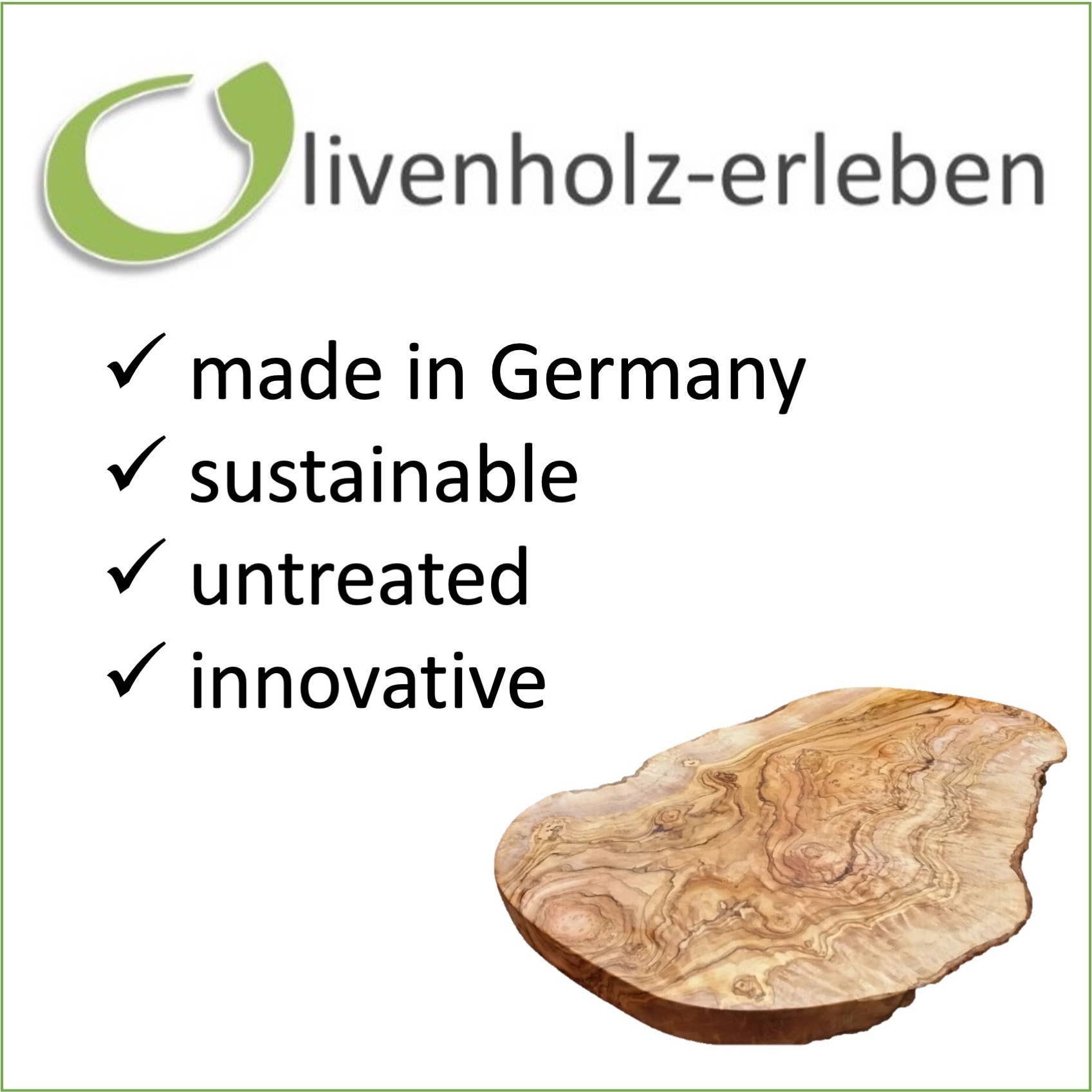 olivenholz-erleben | Frühstücksbrett Schneidebrett ca. 22 x 14 cm, Olivenholz