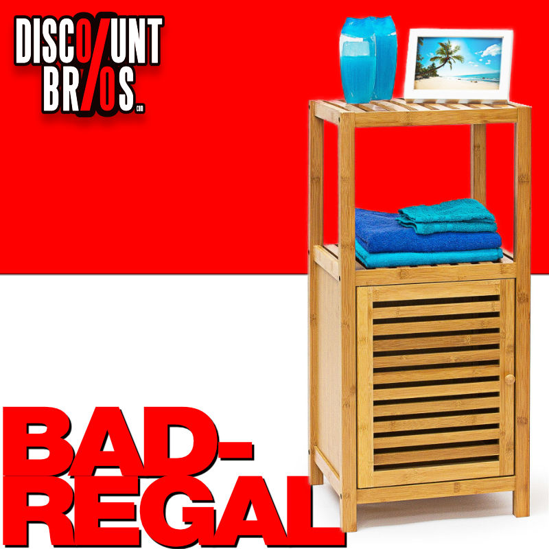 Bambus BADREGAL mit Tür und 3 Ablageflächen