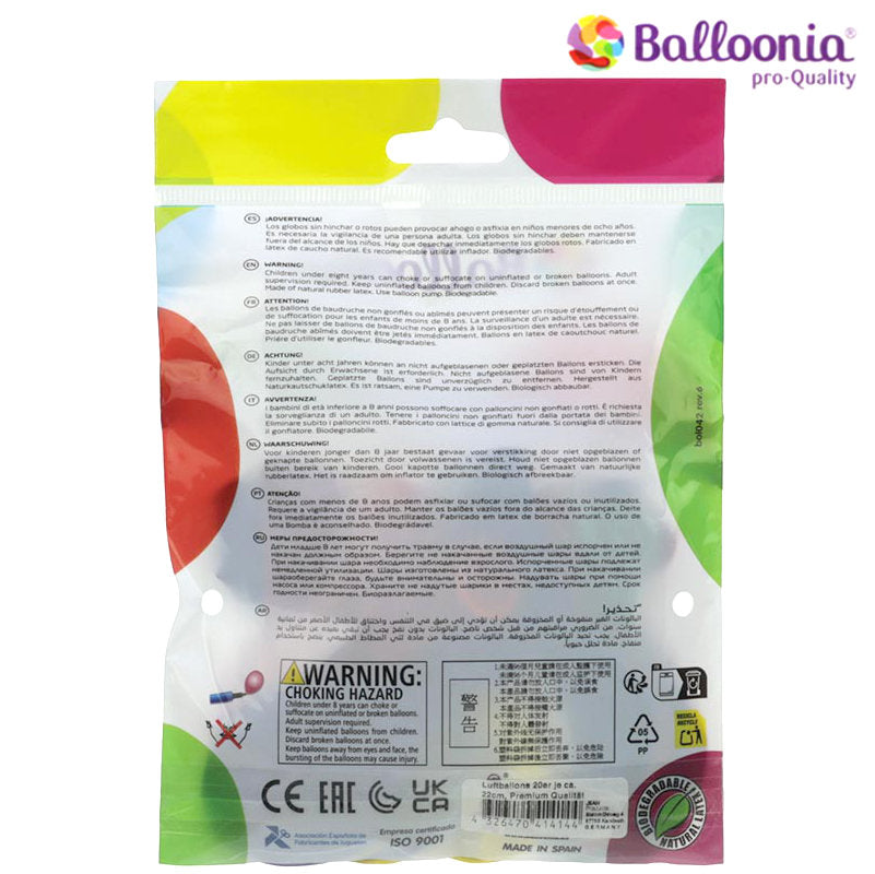 Bunte Luftballone 22 cm, 20er-Pack