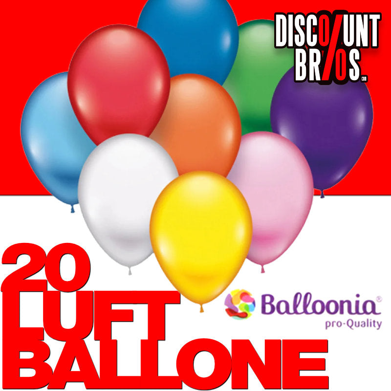 Balloonia Luftballons 22 cm aus 100 % Naturlatex im bunten 20er-Pack