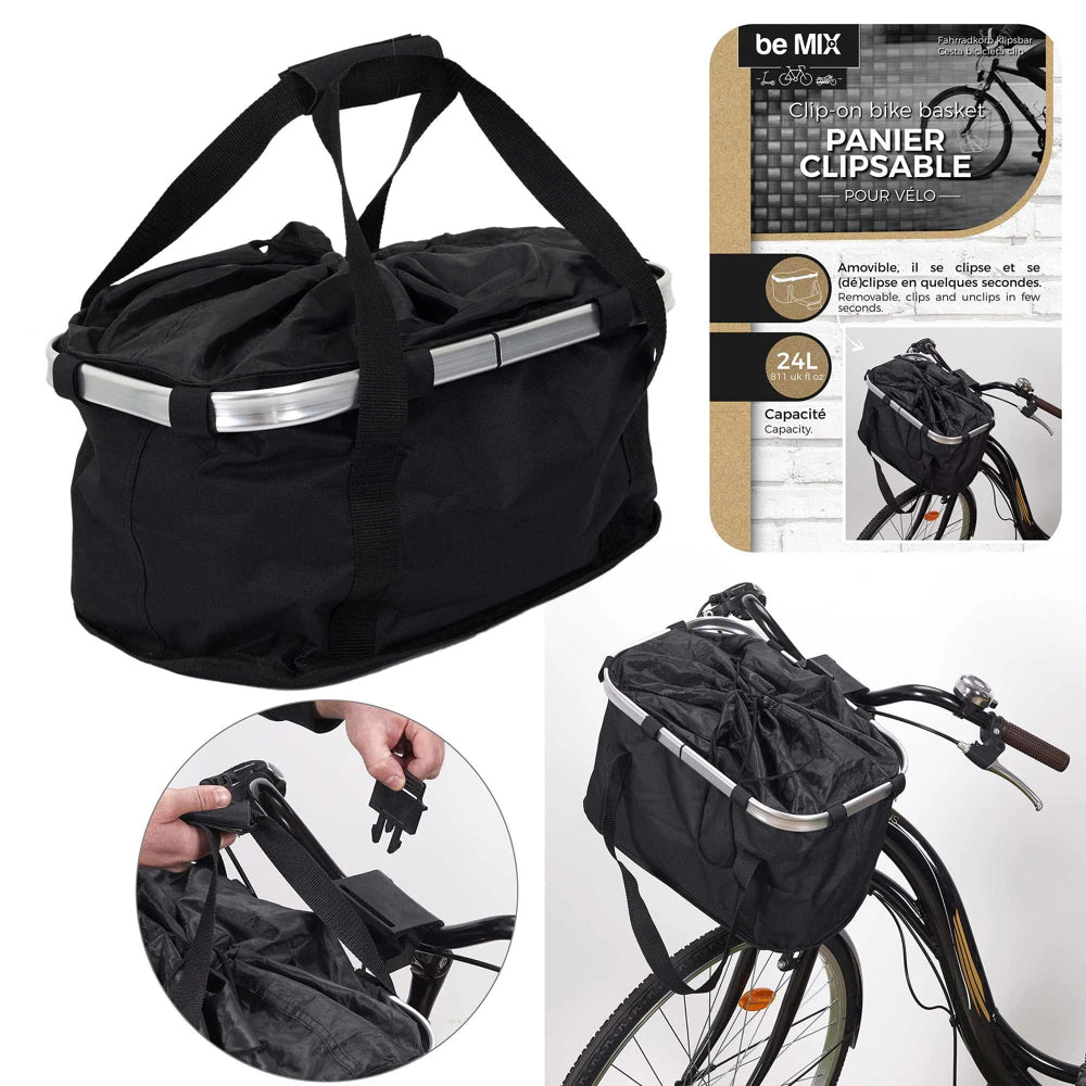 BE MIX Fahrradkorb 24 l mit Klicksystem in Schwarz