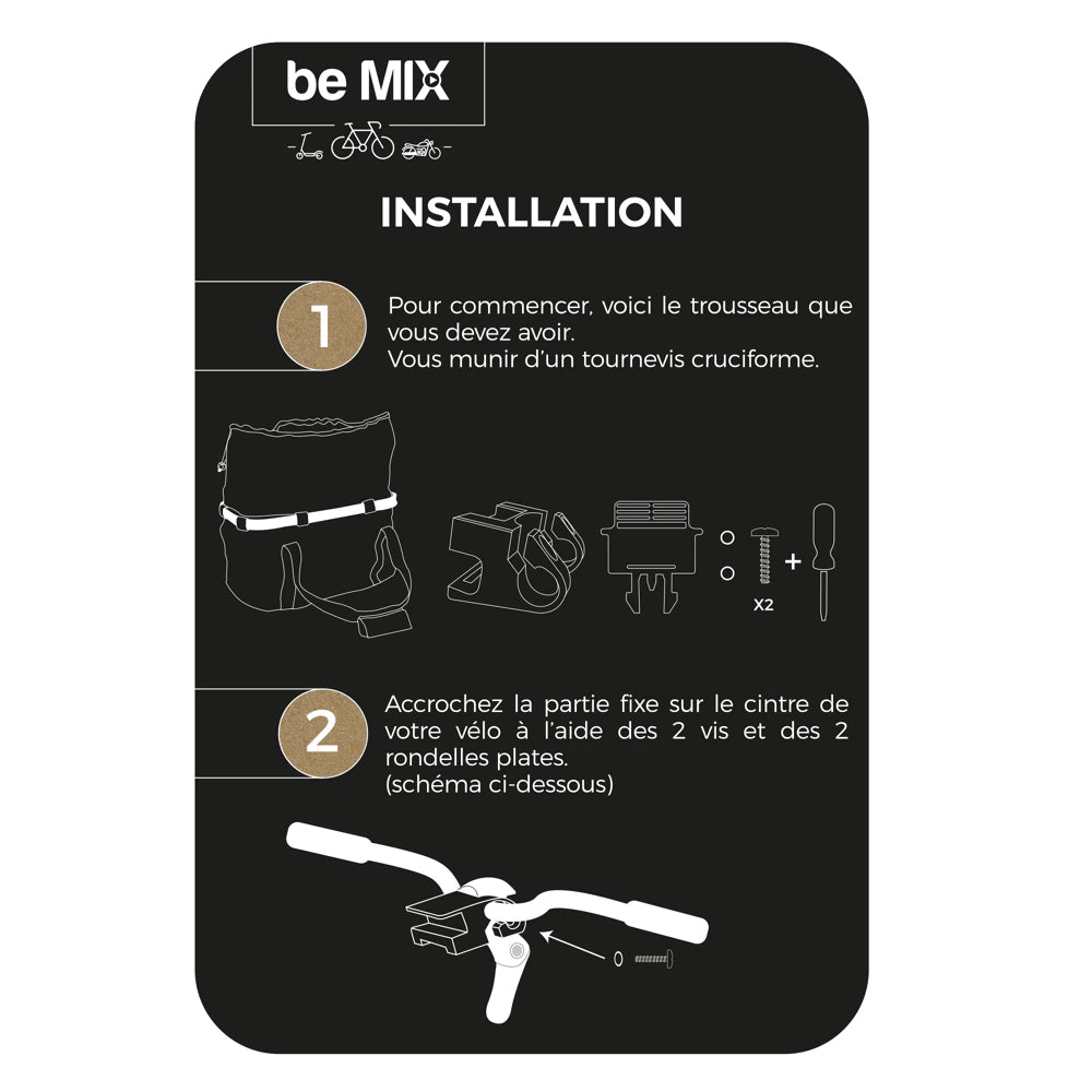 BE MIX Fahrradkorb 24 l mit Klicksystem in Schwarz