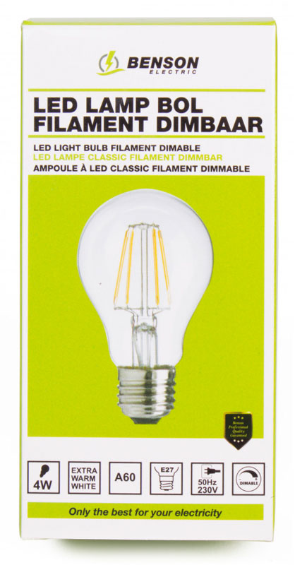 4W LED Leuchtmittel Licht Kugel Filament LED LAMPE Glühbirne Klassisch A60 e27 WARMWEISS dimmbar