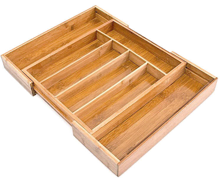 Vario BESTECKKASTEN Schubladeneinsatz aus Bambus Holz 37×31,5-48,5cm