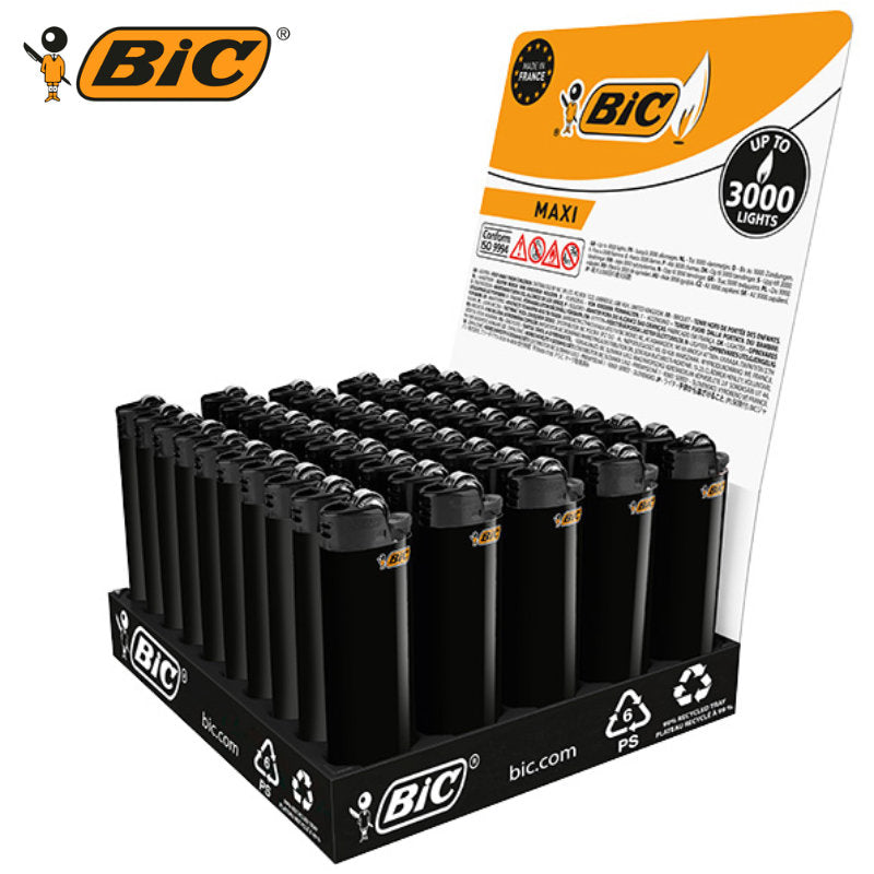 BIC® Einwegfeuerzeug Maxi Feuerzeug Reibrad "All Black" Schwarz