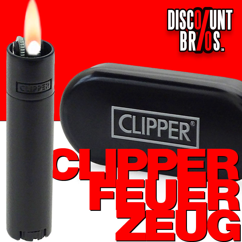 Clipper® METALL FEUERZEUG Mehrwegfeuerzeug ALL BLACK MATT