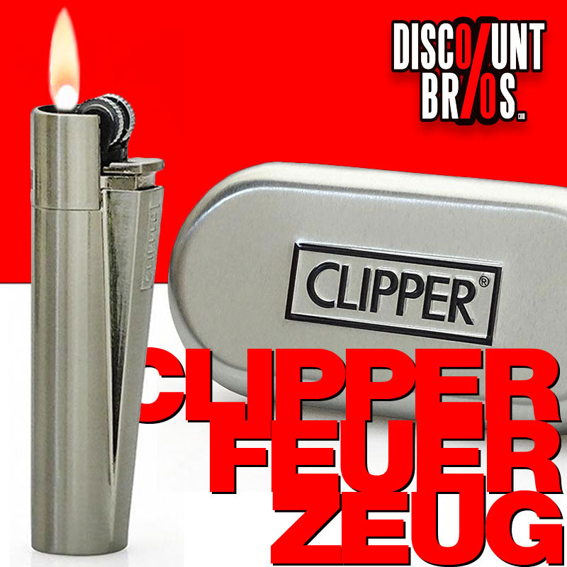 Clipper® METALL FEUERZEUG Mehrwegfeuerzeug SILBER