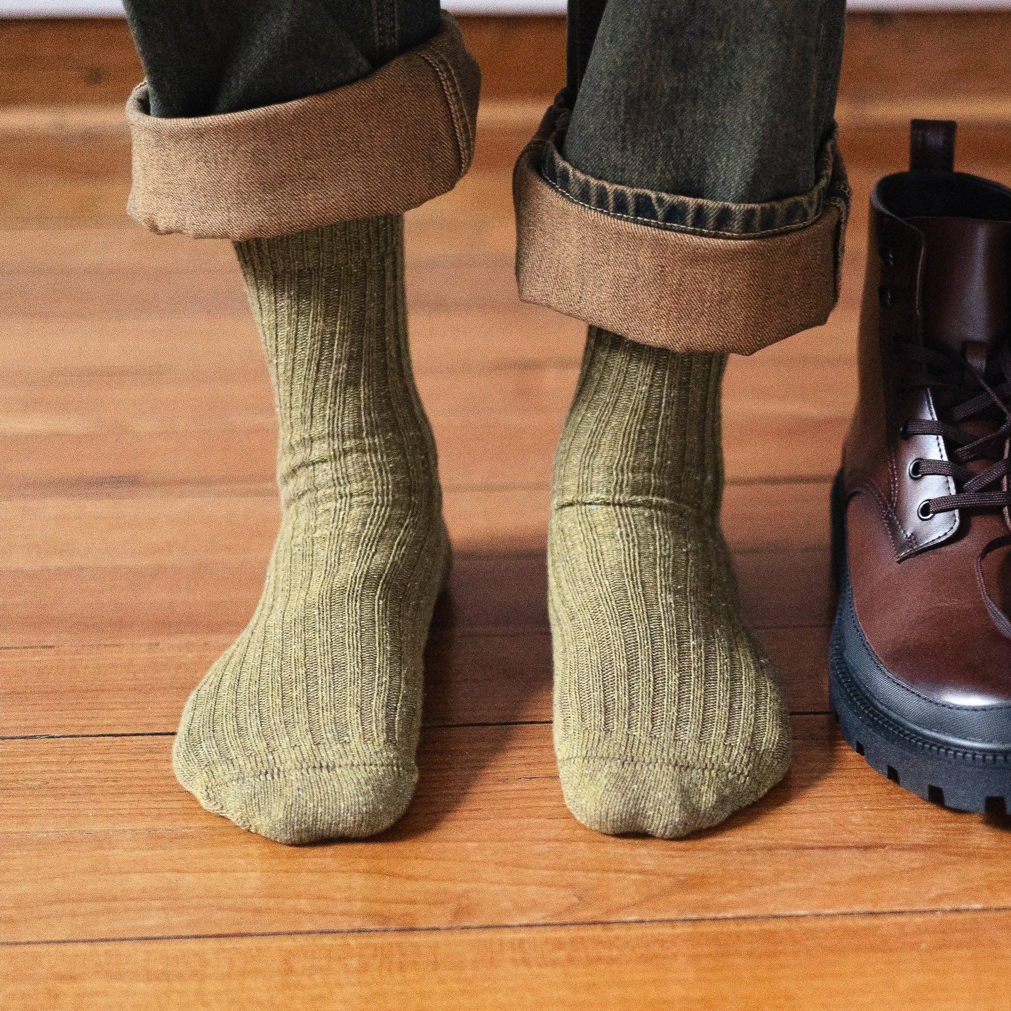 KLUE Seiden- und Wollsocken DUST STAR in Khaki