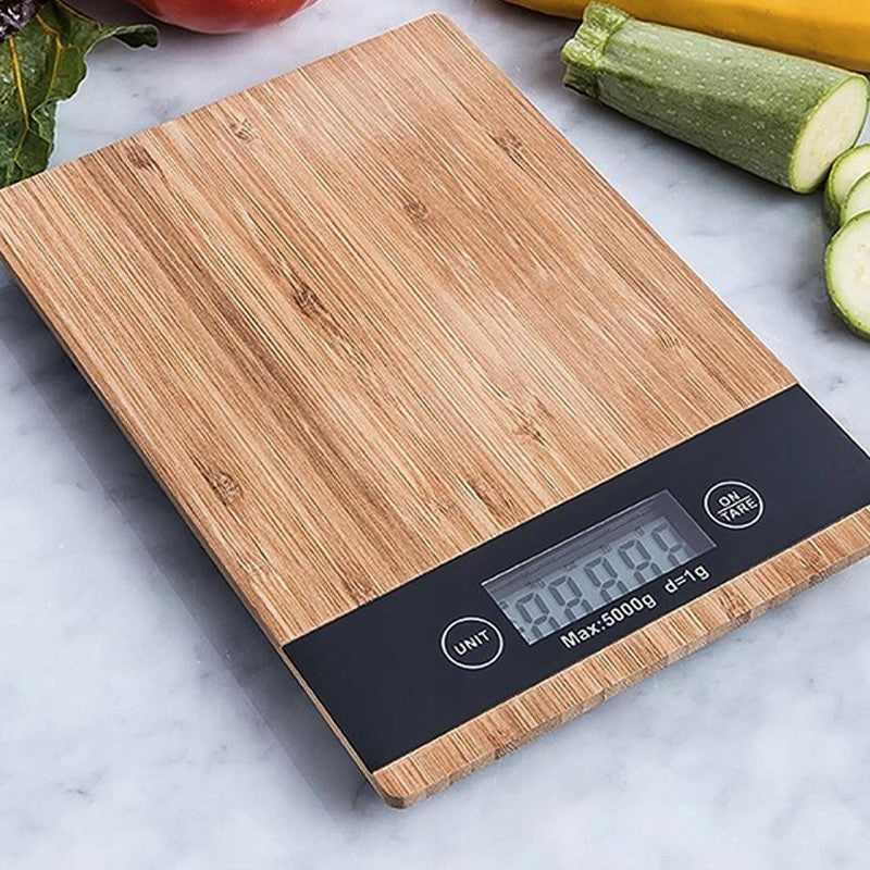 Digitale KÜCHENWAAGE Briefwaage Haushaltswaage BAMBUS Waage bis 5kg