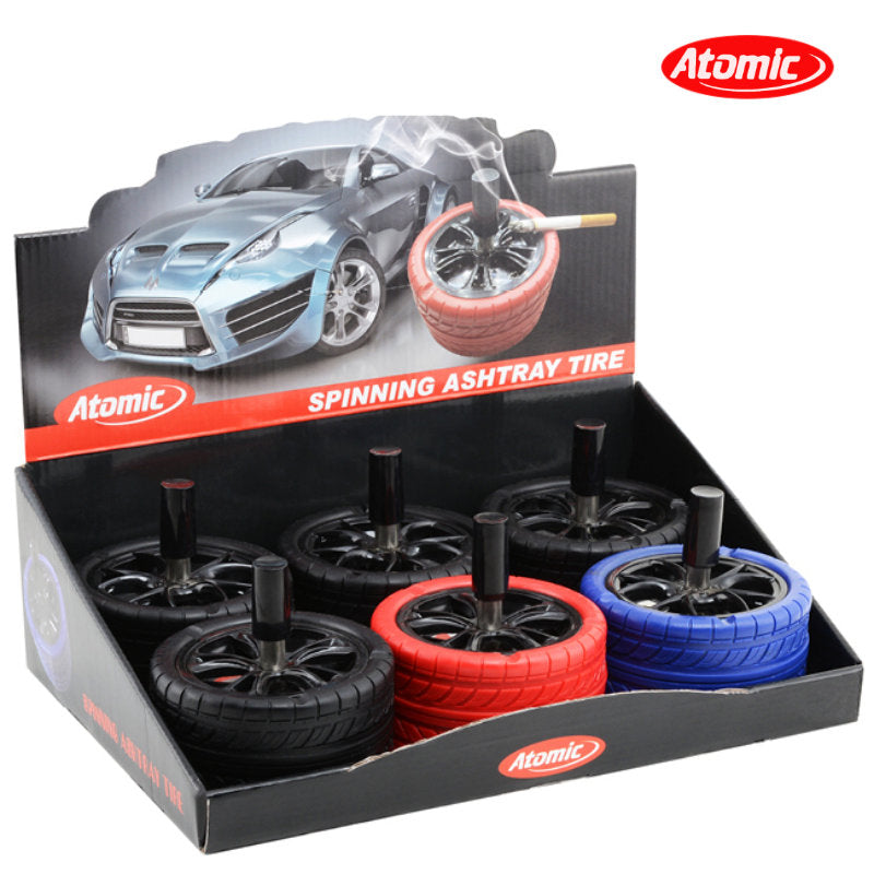 Drehaschenbecher DREH-ASCHENBECHER Aschenbecher REIFEN SCHWARZ, BLAU oder ROT Ø10cm