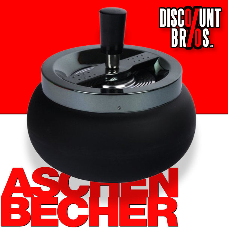 XL DREH-ASCHENBECHER Aschenbecher Drehaschenbecher MATT SCHWARZ Ø13cm
