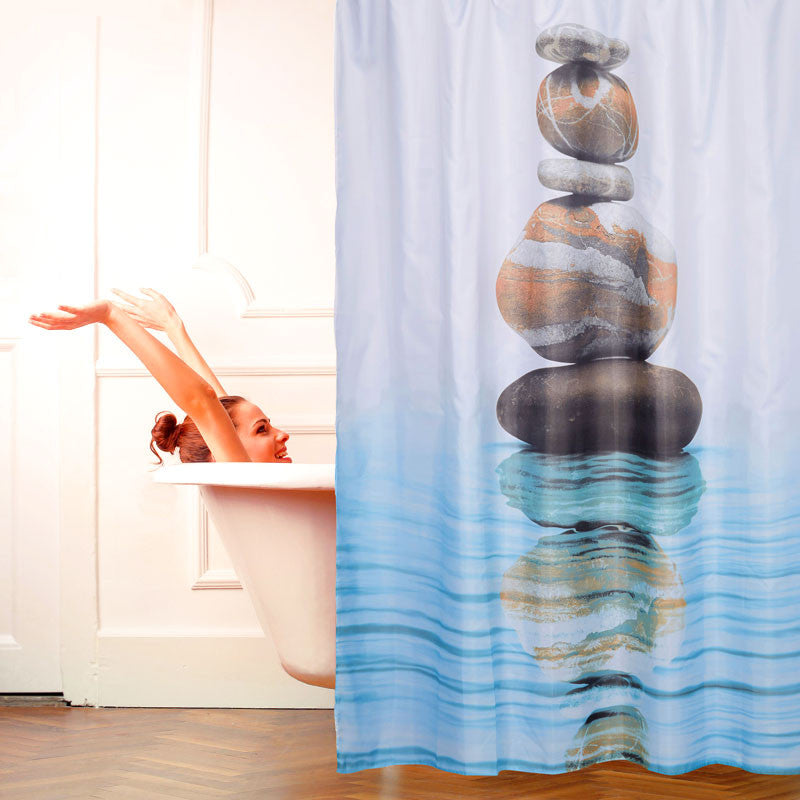 DUSCHVORHANG Steine auf Wasser 180×180cm