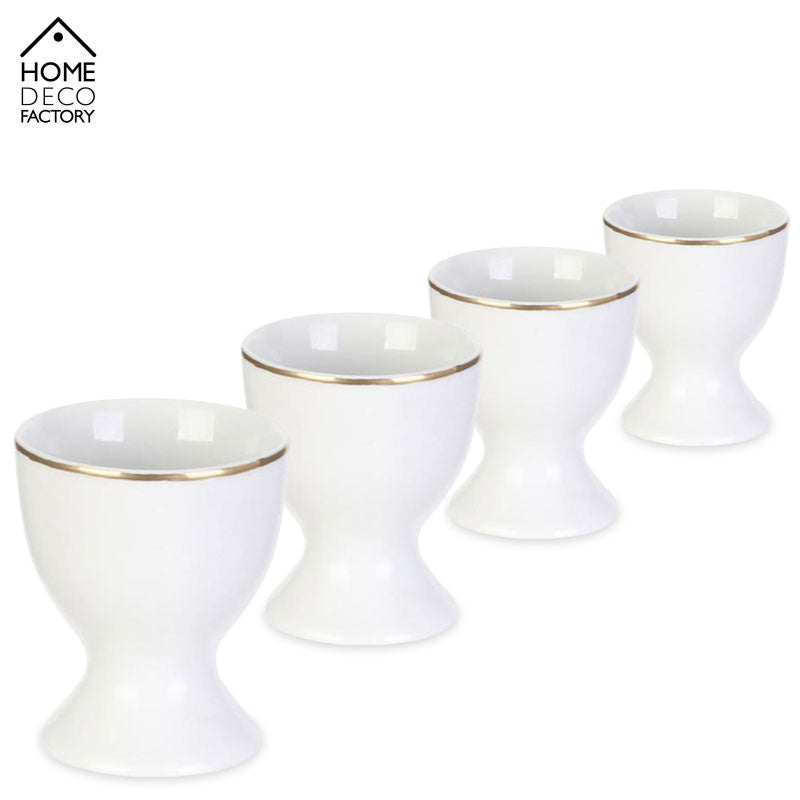 4 Stück Porzellan EIERBECHER Weiss mit Goldrand von HOME DECO FACTORY