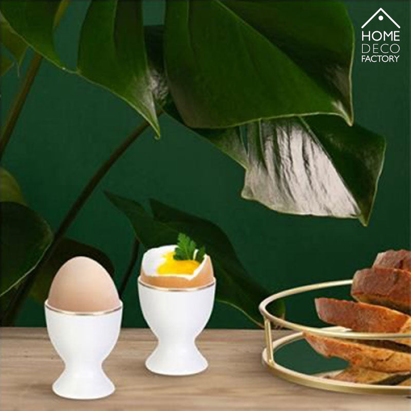 4 Stück Porzellan EIERBECHER Weiss mit Goldrand von HOME DECO FACTORY
