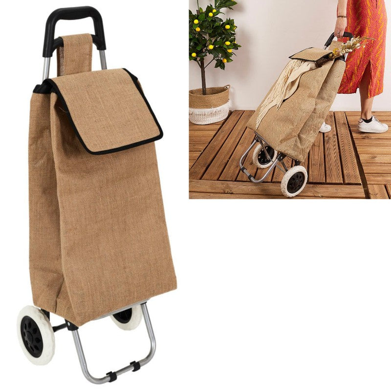 Einkaufstrolley EINKAUFSWAGEN Einkaufsroller Transportroller mit Jutetasche