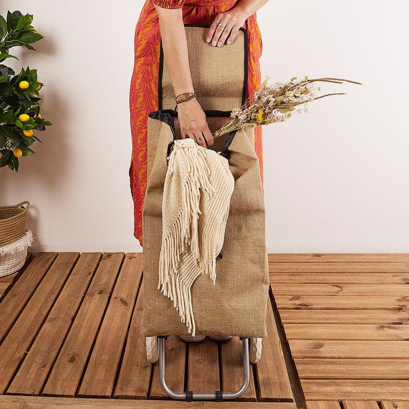 Einkaufstrolley EINKAUFSWAGEN Einkaufsroller Transportroller mit Jutetasche