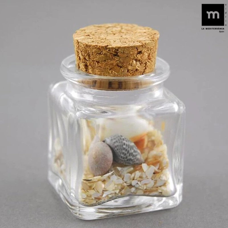 80ml Glasgefäss EINMACHGLÄSER Einmachglas Konfitürenglas mit Korkdeckel GLAS WÜRFEL ECKIG La Mediterránea