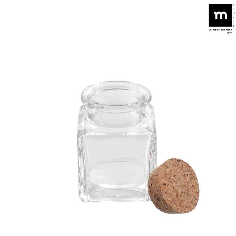 10er-Set 50ml Glasgefäss EINMACHGLÄSER Einmachglas Konfitürenglas mit Korkstopfen GLAS WÜRFEL ECKIG La Mediterránea