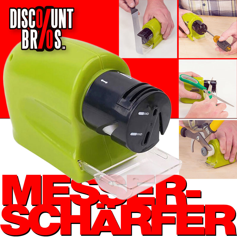 Elektro MESSERSCHÄRFER mit Schleifstein Batteriebetrieben GRÜN GRAU