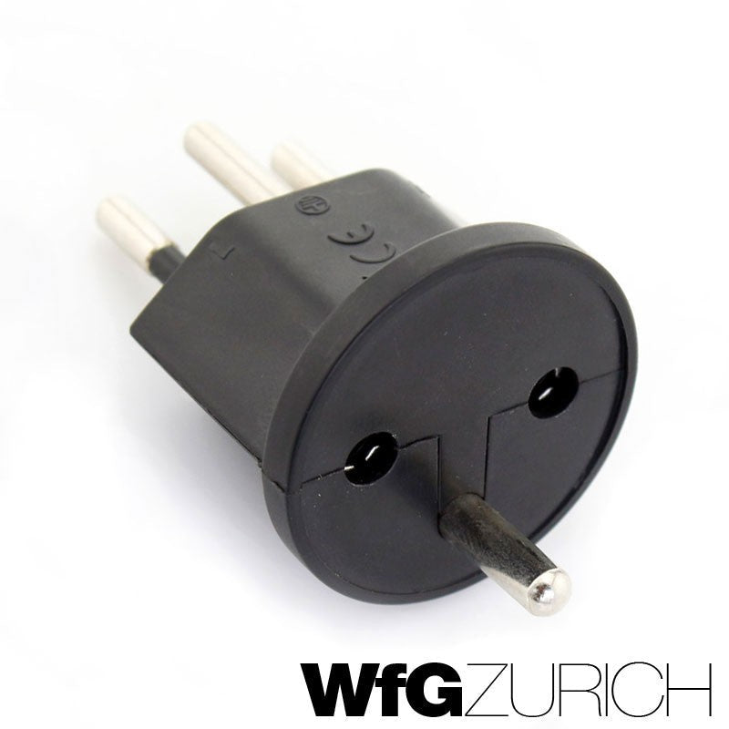 10 Stk. Permanent Fix-Adapter Stecker SCHUKO (Typ F CEE 7) zu Schweiz (T12) Fixadapter 3-polig teilisoliert