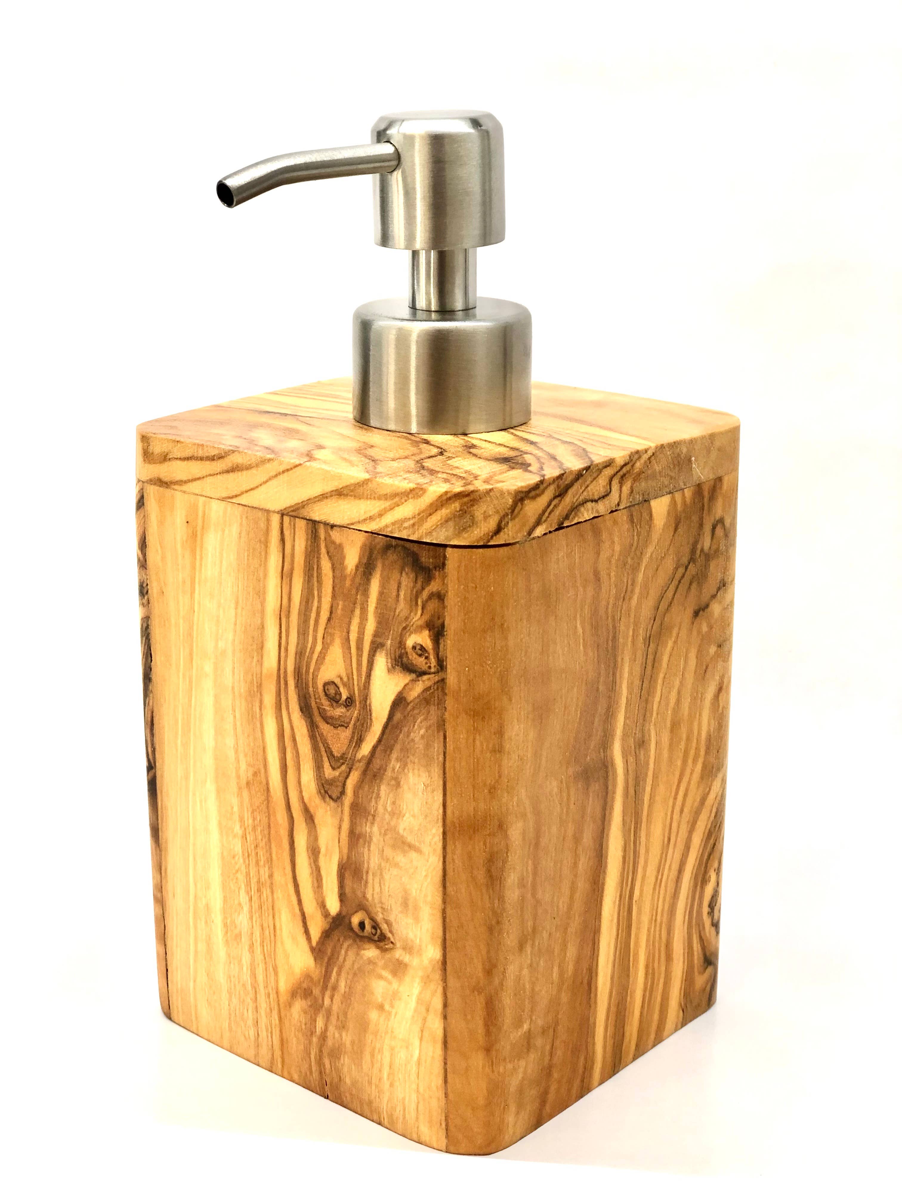 olivenholz-erleben | Seifenspender ENJOY mit Spender aus Edelstahl | gefertigt in Deutschland