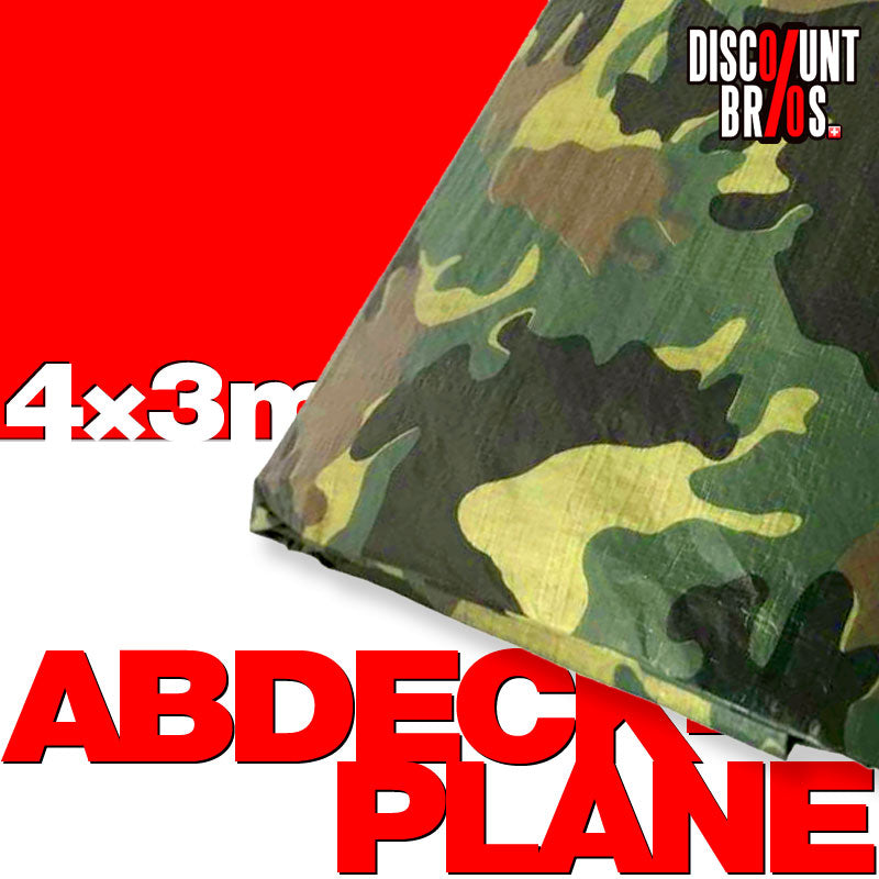 80g/m² Gewebeplane ABDECKPLANE Blache Plane mit Ösen Armee TARNFARBE ca. 4×3m