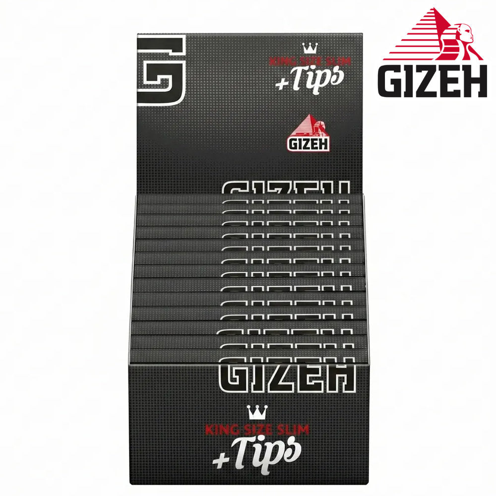 26 × GIZEH Black King Size Slim Papers + Tips im 26er-Verkaufsdisplay