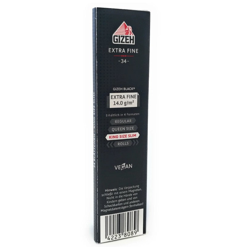 10 × GIZEH Black King Size Slim Papers Zigarettenpapier mit Magnetverschluss 107×44mm