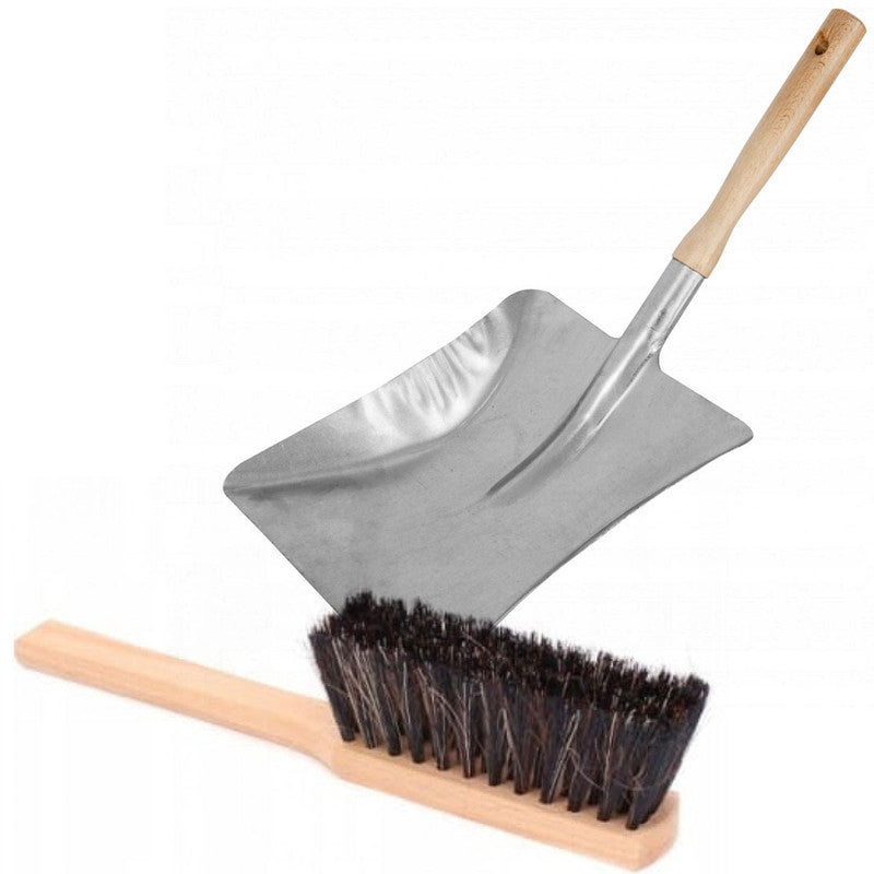 Schaufel und Besen KEHRBESEN-Set Handbürste Handbesen + Metallschaufel mit Holzstiel
