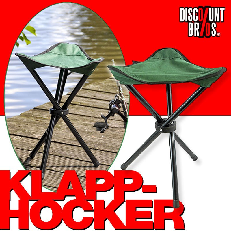 Klassischer Dreibein KLAPP HOCKER Klappstuhl Falthocker Campinghocker Campingstuhl GRÜN