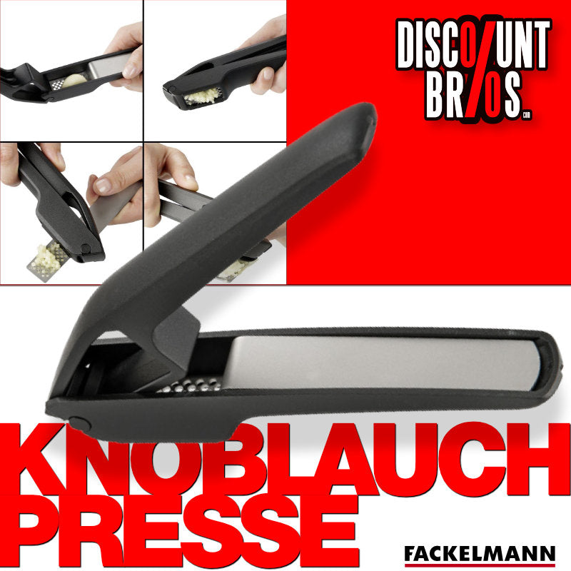 Robuste KNOBLAUCHPRESSE Edelstahl und Glasfaser von Fackelmann SCHWARZ