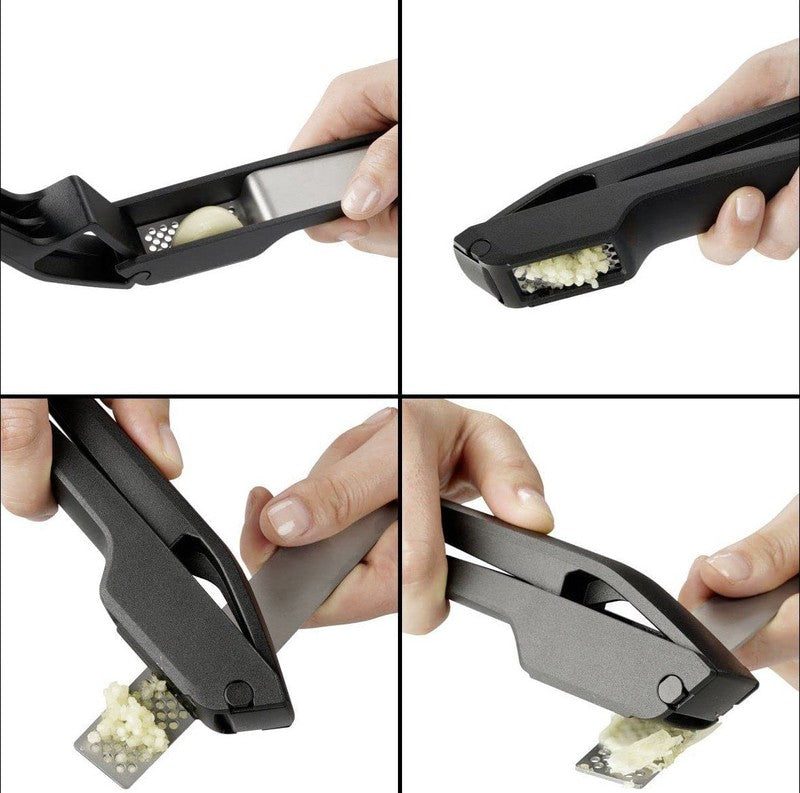 Robuste KNOBLAUCHPRESSE Edelstahl und Glasfaser von Fackelmann SCHWARZ