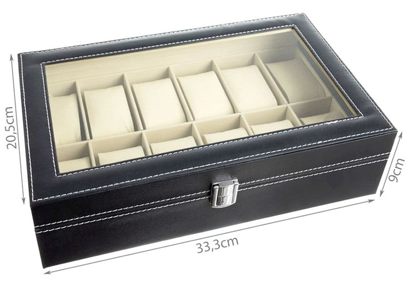 Edle UHRENBOX Schaukasten Uhrenvitrine für 12 Uhren