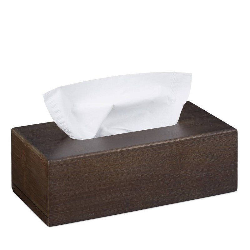 Bambus KOSMETIKTÜCHERBOX ovale Öffnung DUNKELBRAUN 24 cm