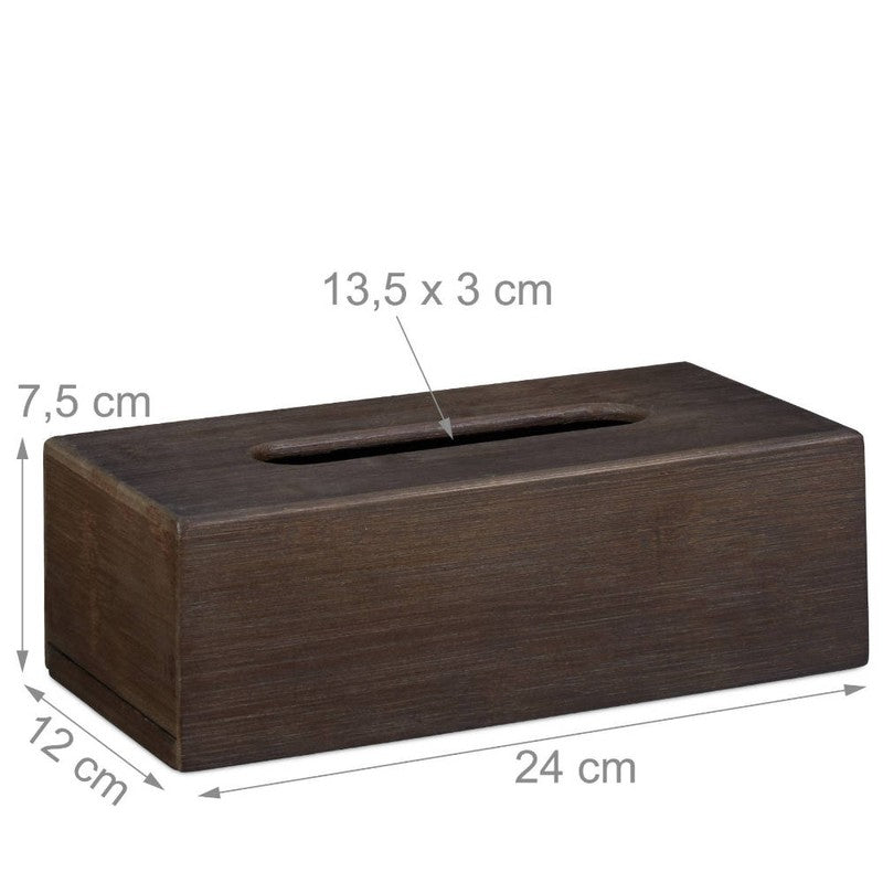 Bambus KOSMETIKTÜCHERBOX ovale Öffnung DUNKELBRAUN 24 cm