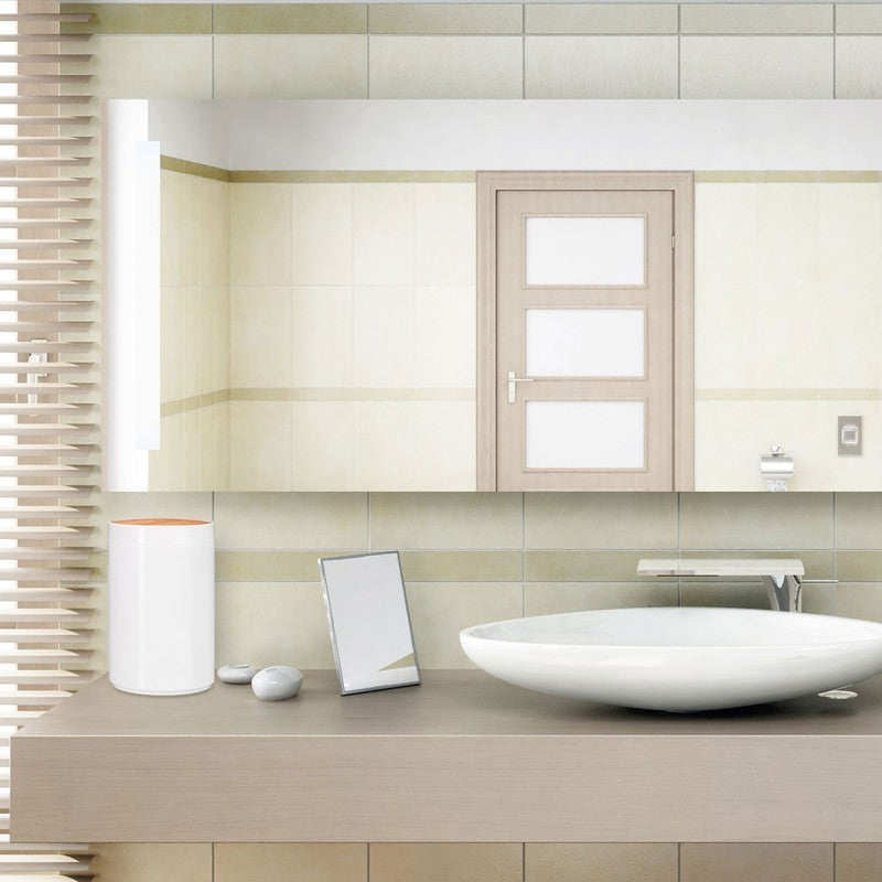 Kosmetikeimer MÜLLEIMER Kücheneimer Abfalleimer mit Bambus-Schwingdeckel 5,5 Liter WEISS