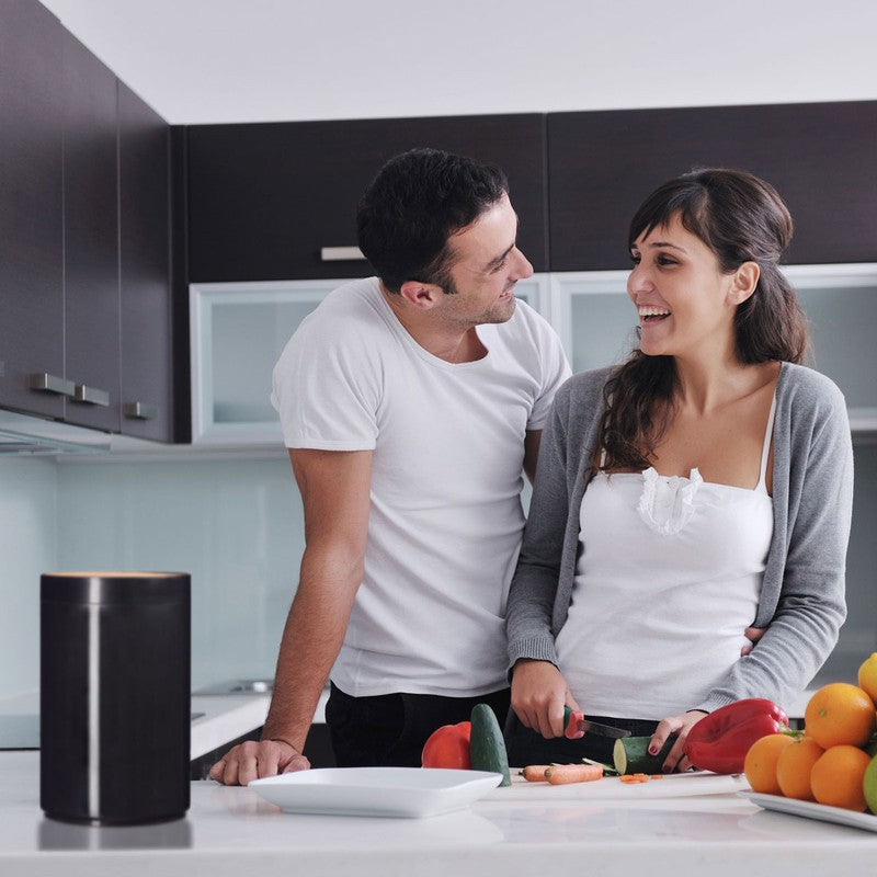 Kosmetikeimer MÜLLEIMER Kücheneimer Abfalleimer mit Bambus-Schwingdeckel 5,5 Liter WEISS