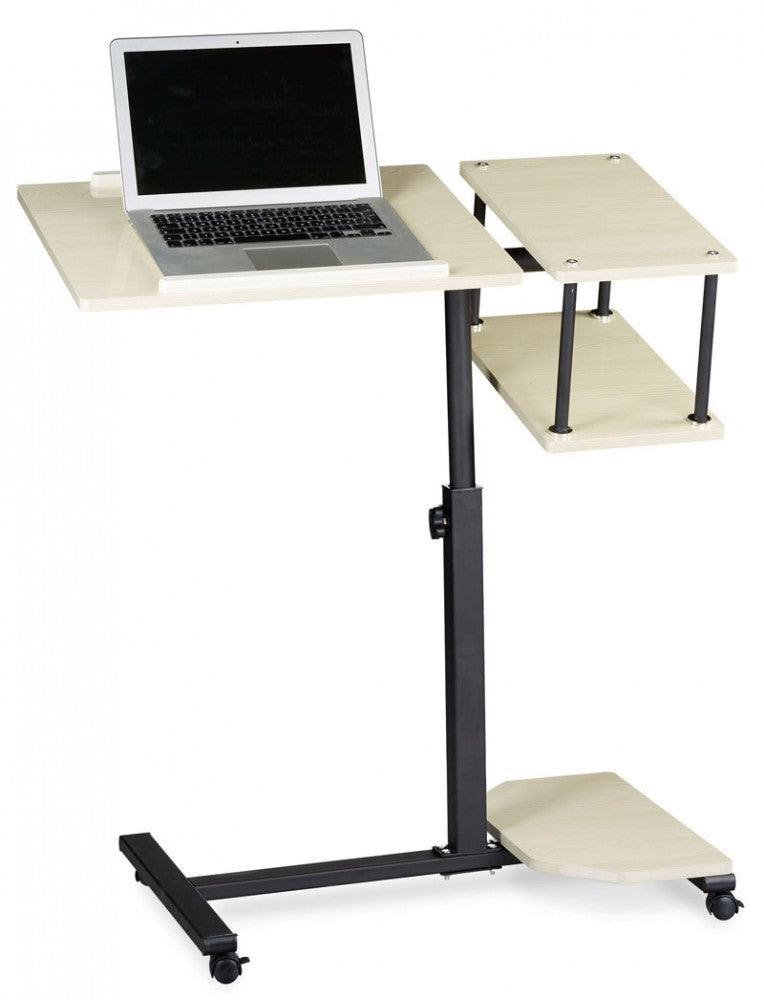 Mobiler Beistelltisch XL LAPTOPTISCH Stehtisch Stehpult Notebooktisch CREME