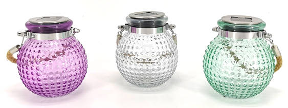 3er Set LED SOLAR WINDLICHT in den Farben Lila, Grün und Transparent